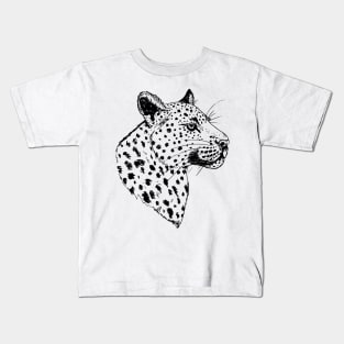 Black Leopard Head Kids T-Shirt